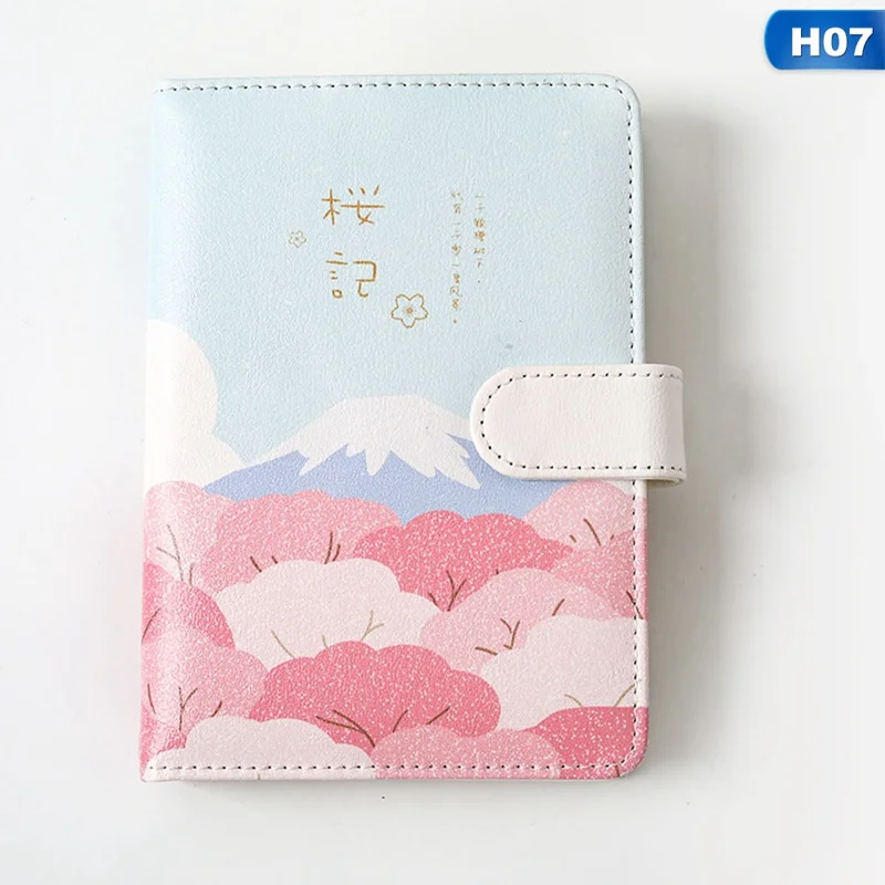 Creative Pu Leather Notebook Hardcover Smoky Cherry Blossom Diary Planning Planner 256 Sheets Thick School Office Stationery - Цвет: 07