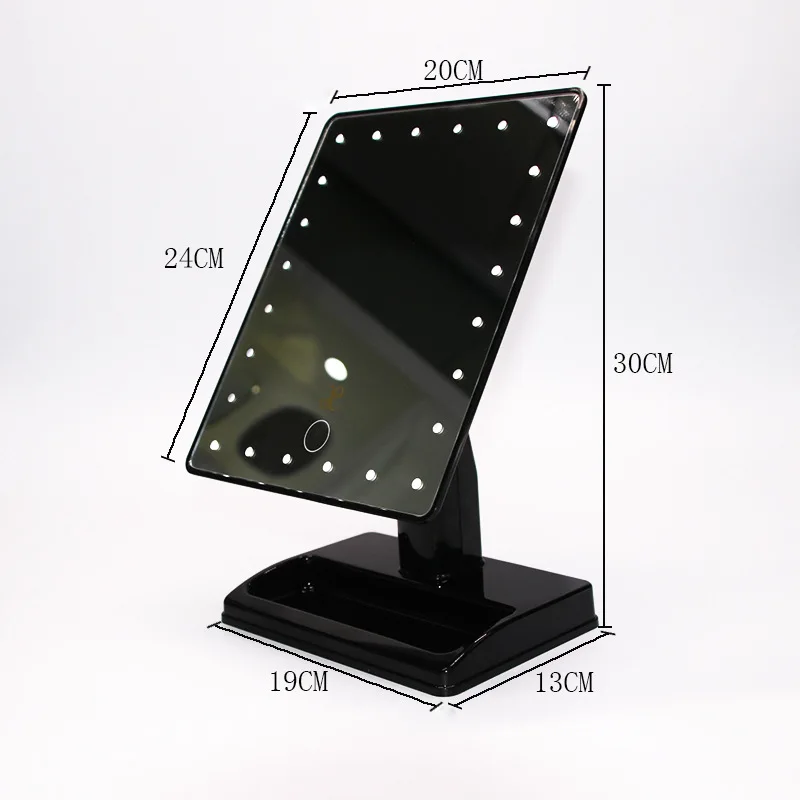 Plastic ABS Square Single Side LED Desktop Mirror Rotatable High Light Storage Light Included Touch Switch Desktop Makeup Mirror