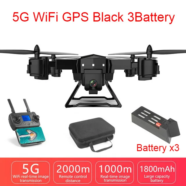 KY601G/KY601S Дрон с GPS 4k HD камера 5G wifi FPV Дрон дистанционный контроль расстояние 2 км Дрон камера полет 20 минут Квадрокоптер - Цвет: Black GPS 5G 4K 3B