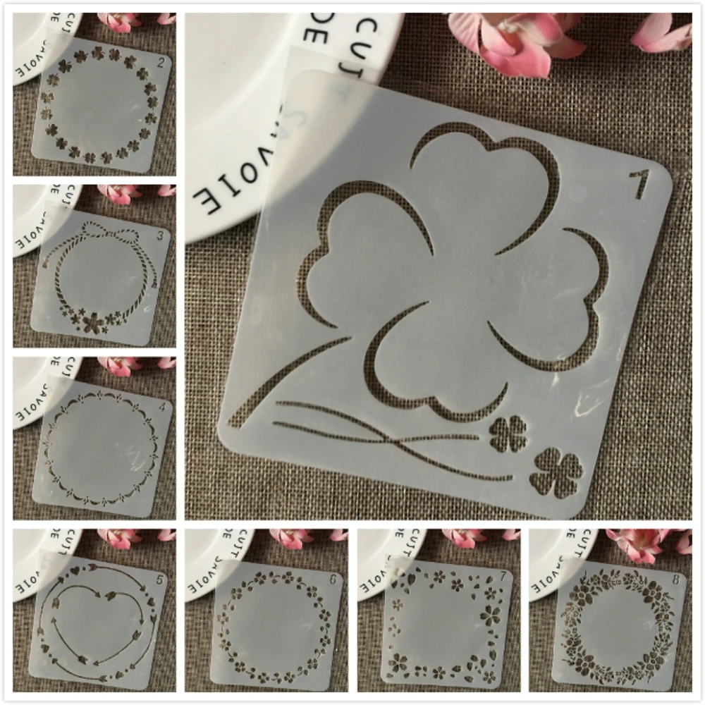 

8Pcs/Set 13cm Clover Circle DIY Layering Stencils Wall Painting Scrapbook Coloring Embossing Album Decorative Card Template