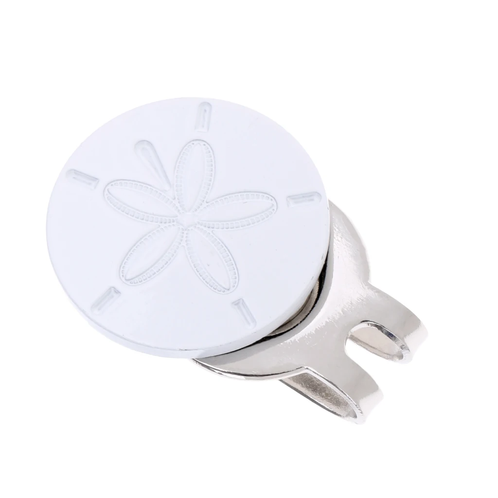 Sturdy Alloy White Flower Magnetic Cap Hat Visor Clip Golf Ball Marker Golfer Gift