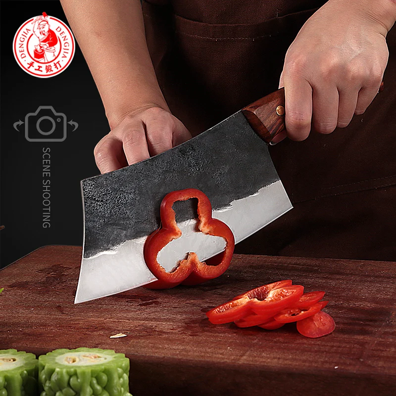 DENGJIA КИТАЙСКИЙ ручной работы кухонный нож из углеродной стали овощные ножи и мясник нож для нарезки тонкая ручка ручной работы