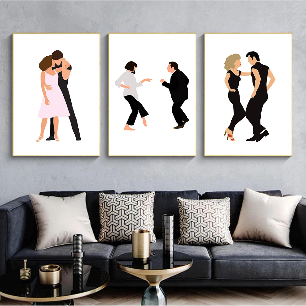 Pulp-Fiction-Poster-Art-Print-Classic-Movie-Poster-Abstract-Minimalist-Wall-Art-Dancing-Canvas-Painting-Wall