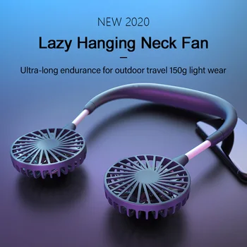 

ELOOLE Mini USB Portable Fan Neck 1200 mAre Hands-free Hanging Fan Neckband With Rechargeable Battery Small Desk Hand Fans