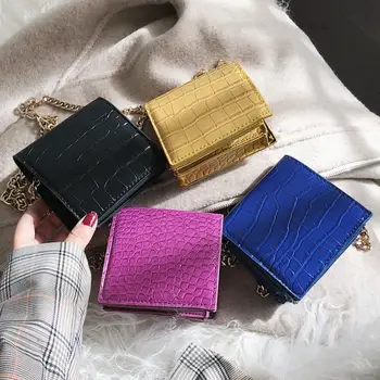 

Crocodile pattern Mini Flap Crossbody bag 2020 New High-quality PU Leather Women's Designer Handbag Chain Shoulder Messenger Bag