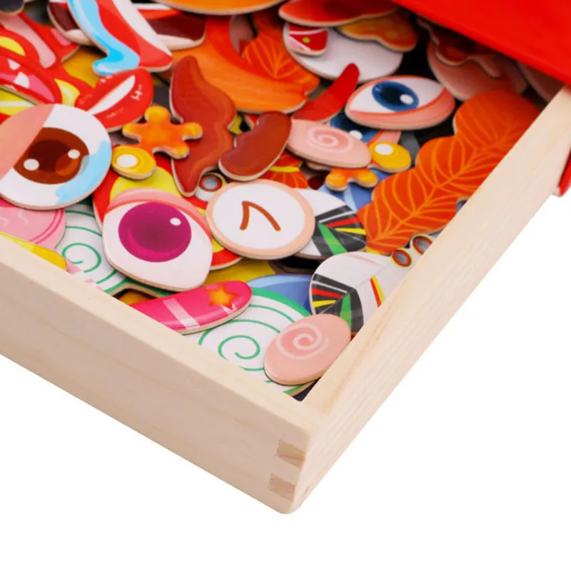 Деревянный магнитный головоломка познавательный, на поиск соответствия Головоломки Лицо животные игрушки для детей раннего образования соответствующие игрушки подарок