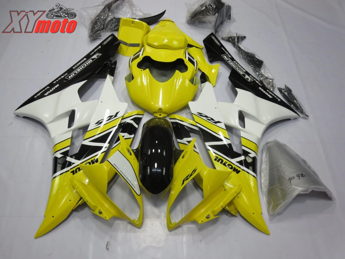 

Motorcycle Fairing Kit For Yamaha YZF600 R6 06-07 Injection ABS Plastic Fairings R6 2006-2007 Gloss Yellow White Bodyworks