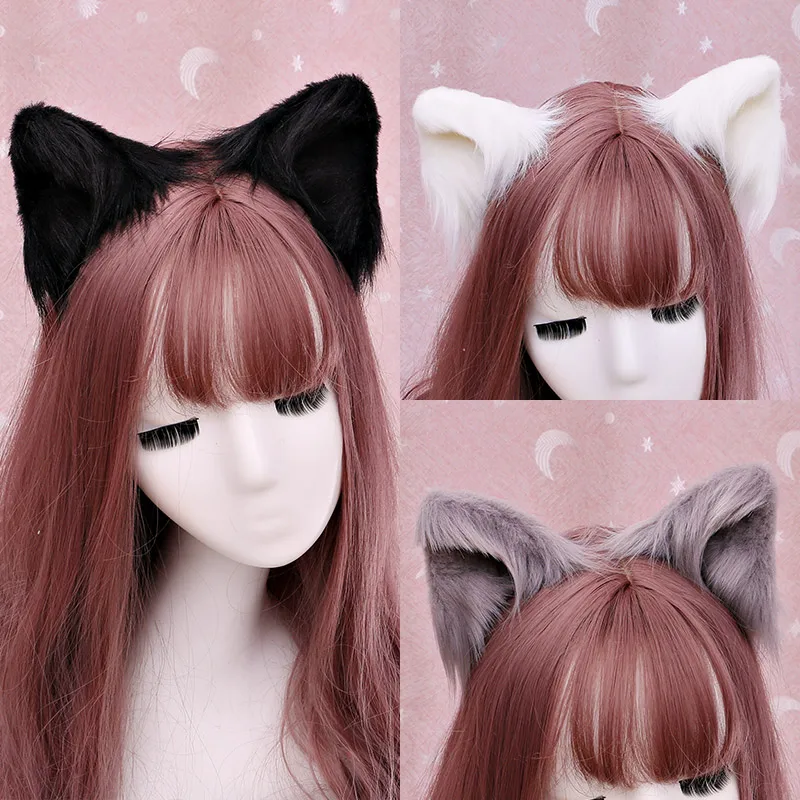 

Cat Beast Ear Hairpin Headwear Handmade Simulation Stereo Cute Plush Animal Ears Lolita Girl KC Pair Clip Hair Accessories Props