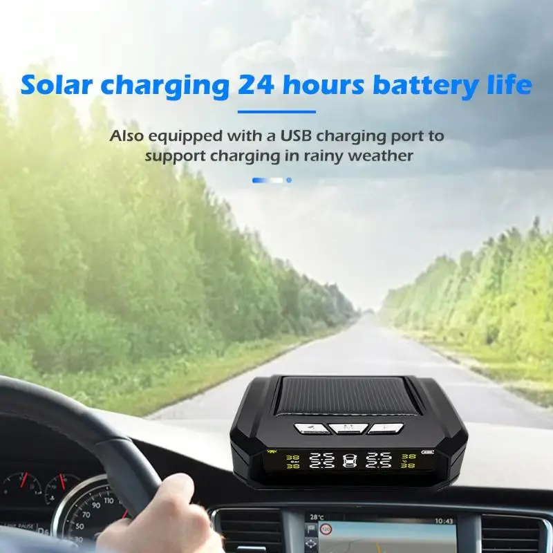 AN-05 Солнечная автомобильная система контроля давления в шинах TPMS с 4 датчиками
