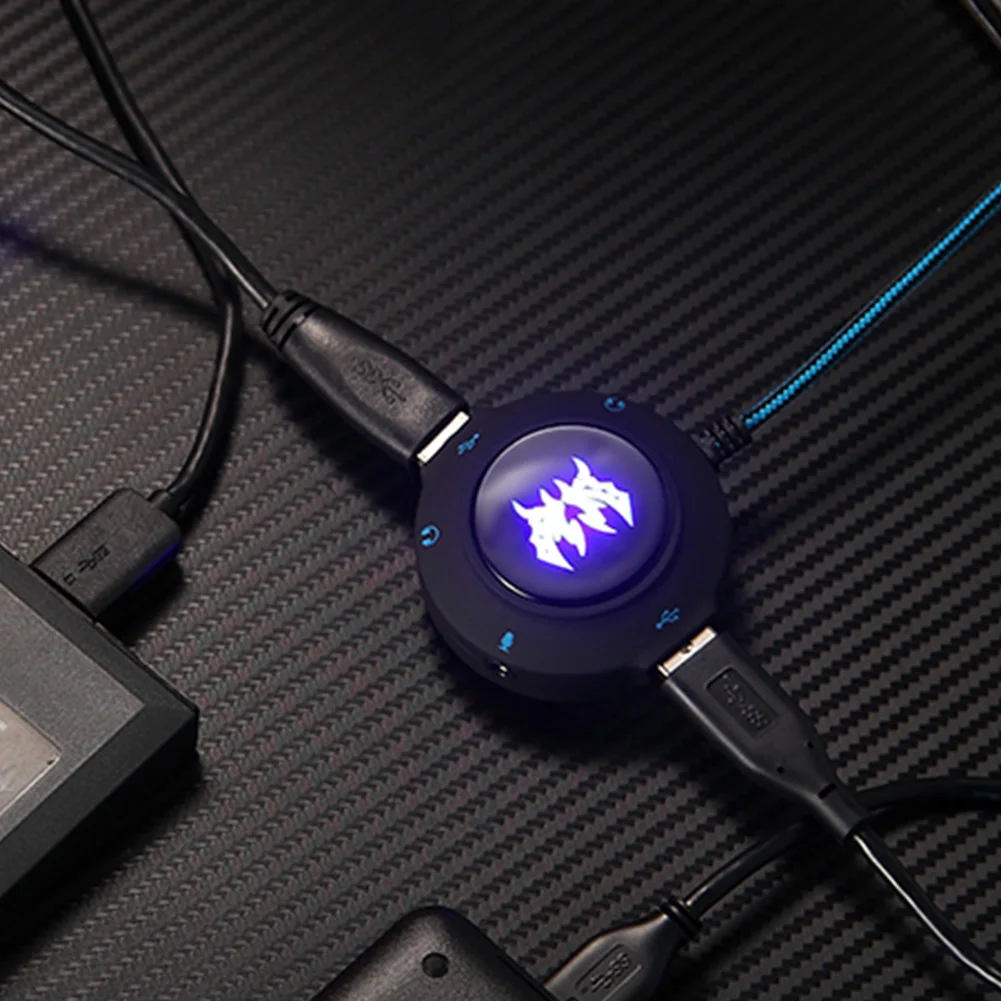 Кабель аудио ПК ноутбук стерео USB с подсветкой мульти интерфейс шумоподавления звуковая карта Внешний адаптер