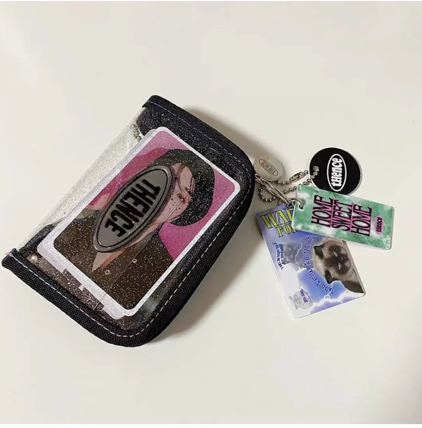 Laser transparent cosmetic bag ins style American retro stationery storage coin purse card holder Promotion | Канцтовары для офиса