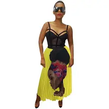 Модный женский эластичный пояс с принтом длиной до щиколотки юбки уличная леди с высокой талией Свободные плиссированные Vestidos TE3799