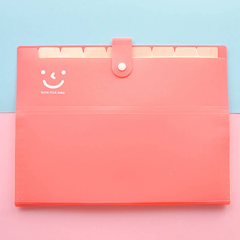 RD-L Cute Smile Face 8 Grids Organ Bag A4 Document Bags Organizer Paper Holder Business Expanding File Folder Office School Supplies - Цвет: RD-L