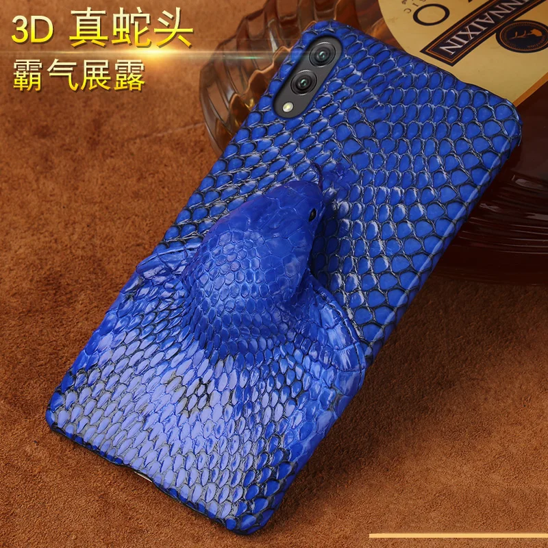 Натуральная кожа 3D змеиная голова чехол для телефона huawei honor 20 20pro 9X 8X Nova 5 Nova 3 задняя крышка для huawei Y9 y7 P SMART