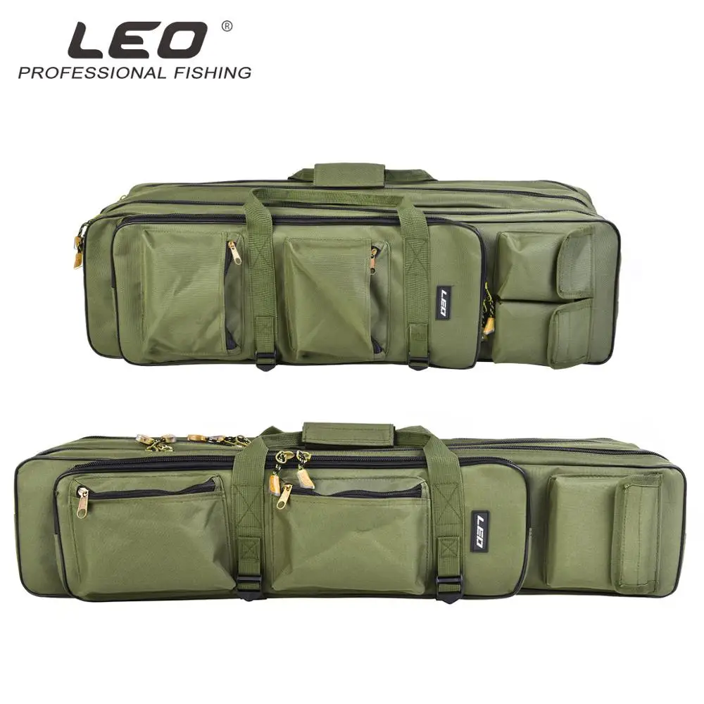 

LEO 80cm/100cm 3 Layer Fishing Rod Reel Carrier Bag Outdoor Fishing Bag Backpack Fishing Pole Tackle Storage Bag Case Waterproof