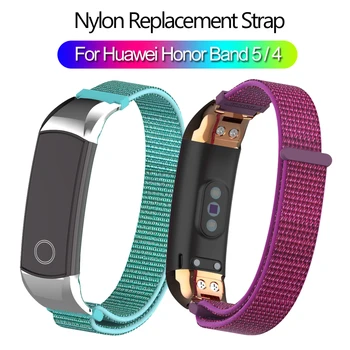 

ForHuawei Honor Band5 4 Luxury watchband Nylon Sport Replacement Strap Sport Loop Watch Band Metal Fixed Smart Watch Accessories