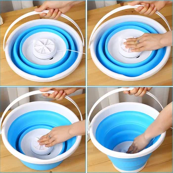 

Tub Apartments Folding Camping Mini Washing Machine USB Connection Bucket Laundry Cleaner Underwear Ultrasonic Turbines Clothes
