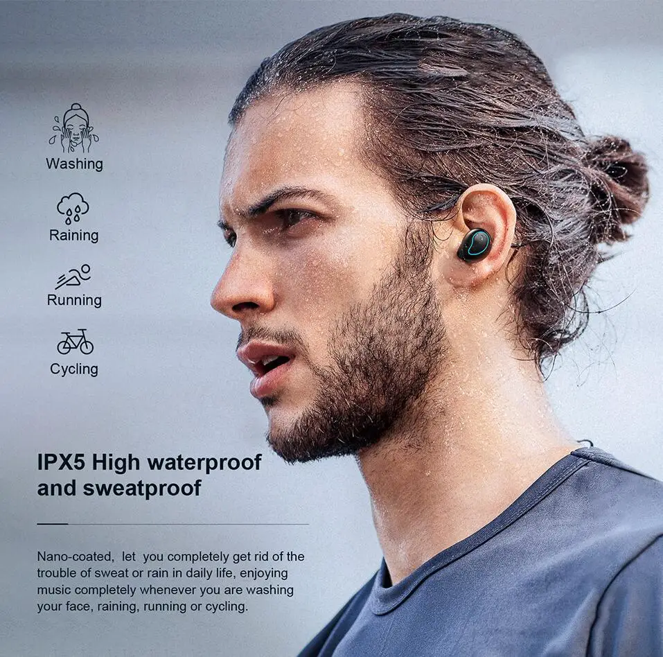 ONIKUMA Bluetooth наушники TWS T2 беспроводные наушники 5,0 HD качество звука IPX5 водонепроницаемые спортивные наушники с двойным микрофоном