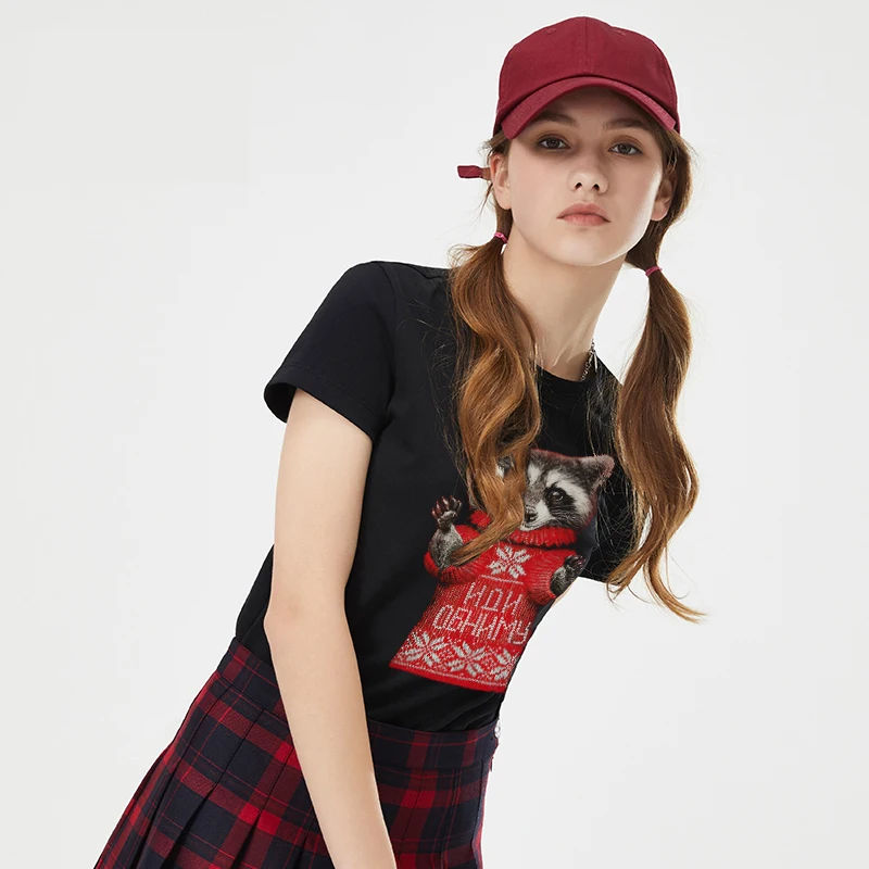 Футболка с рисунком енота Go Hug Harajuku Женская хлопковая летняя футболка женская футболка с коротким рукавом плюс размер белая футболка Tumblr Топы И Футболки