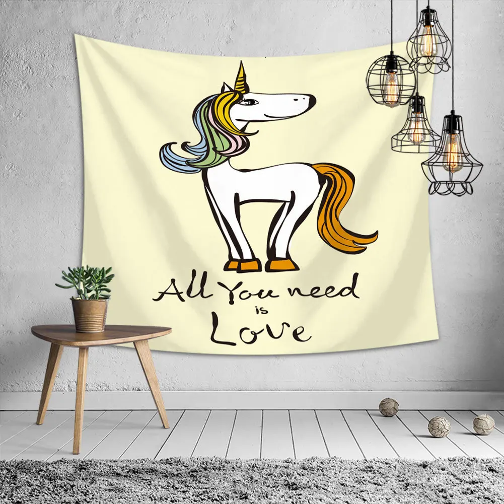 3D цифровая печать мультфильм сладкий Единорог гобелен милые животные Unicornio настенные ковры для детей девочек комнаты украшения дома