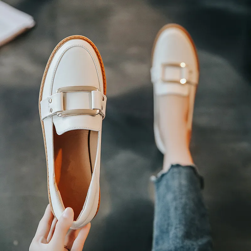 Обувь на плоской подошве; женская обувь на низком каблуке; сезон осень; scarpe donna; женская обувь с круглым носком и пряжкой; Buty Damskie - Цвет: aSShow