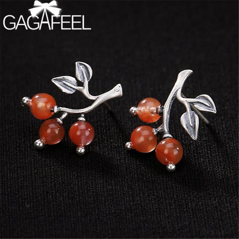 

GAGAFEEL Natural Stone Earrings 925 Sterling Silver Stud Earrings for Women Female Fine Jewelry