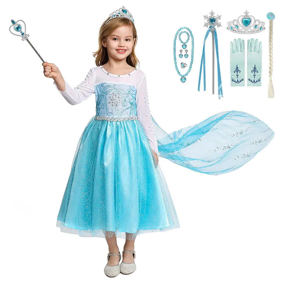 Платье принцессы Эльзы Disney летнее платье для девочек костюм платья детей на