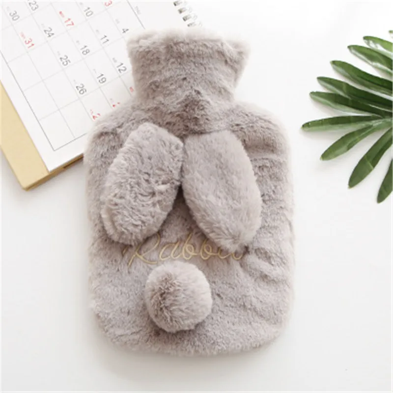 

Warm Water Bag Hand Warmer Household Warming Hot Water Bottles with Rabbit Ear Cover new