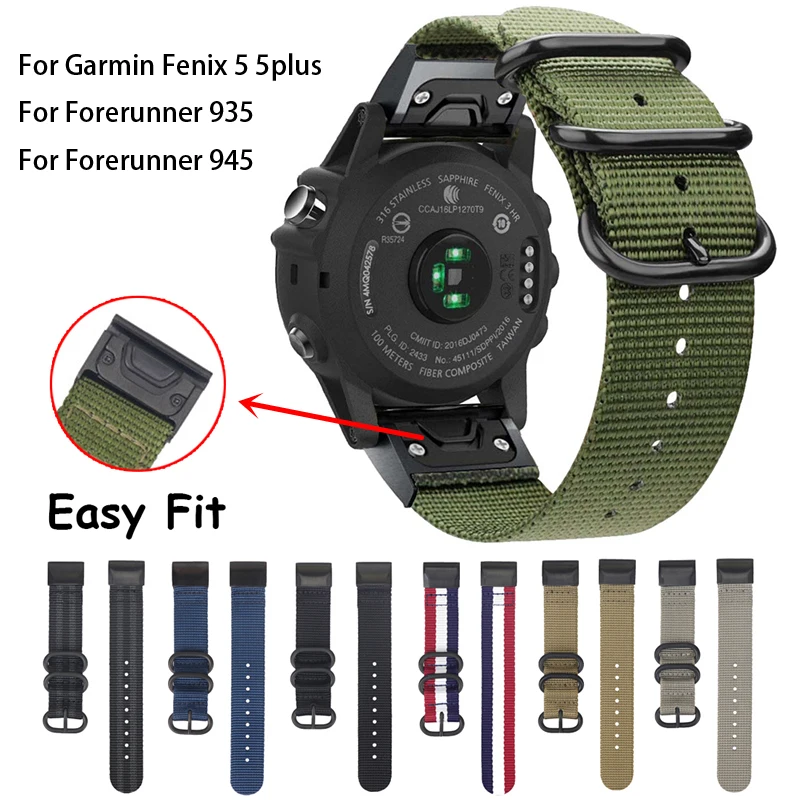 Easy Fit Nato Premium Nylon Strap For For Garmin Fenix 5 / Forerunner