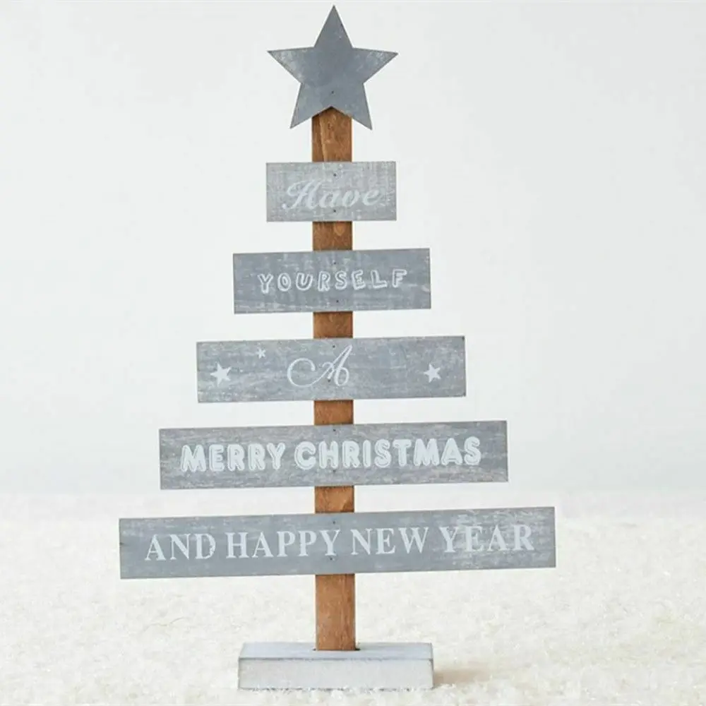 B-снежинка звезда деревянная мини Рождественская елка с надписью Merry Christmas Деревянные Подвески, украшения из дерева для домашнего подарка