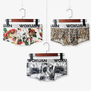 

Mens Boxer Shorts Leopard Printed Cotton Underwear Calzoncillo Hombre Boxershorts Gay Panties Shorts U-convex Pouch Sheer Trunks