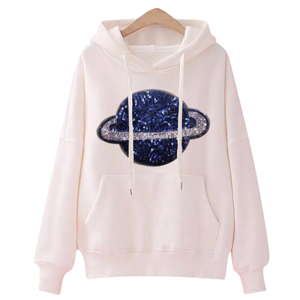 Jaycosin Fashion Autumn Women Loose Planet Hoodie Pocket Sweatshirt Stylish Long Sleeve Comfortable Casual Pullover Top 107#10