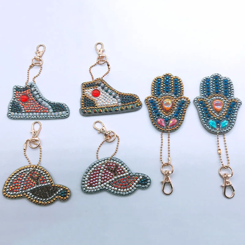 6pcs HOMFUN 5D алмазная картина брелок специальная подвеска с вышивкой Наборы инструментов для рукоделия крестиком брелок аксессуары - Цвет: 6pcs