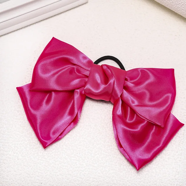 2 шт./ модный бантик для волос elactic hair band Мягкий Шифоновый бантик держатель для женщин девушек атласные трендовые женские аксессуары для волос - Цвет: Розово-красный