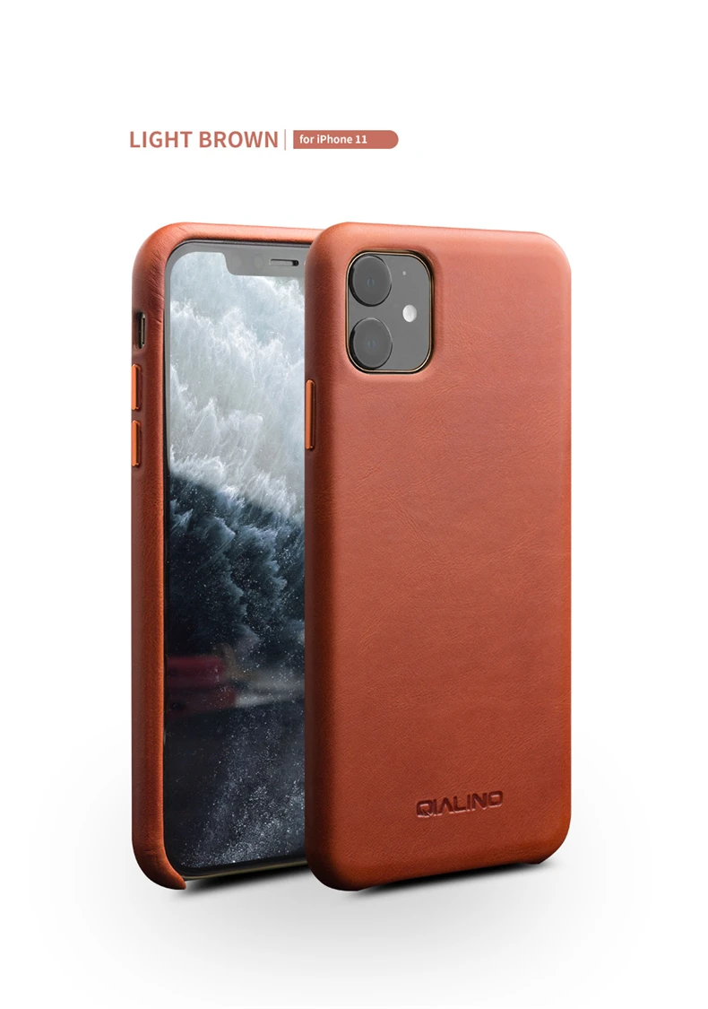 QIALINO, тонкий чехол для телефона из натуральной кожи для iPhone 11/11 Pro, модная Антидетонационная задняя крышка ручной работы для iPhone 11 Pro Max