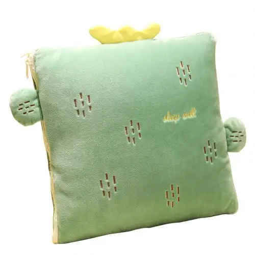 Dual-Purpose Soft Plush Throw Pillow Cushion Blanket Fruit Design Cushion Pillow Blanket for Home Office - Цвет: Зеленый