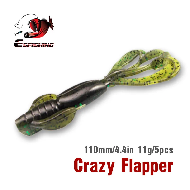 KESFISHIN Рыболовные Приманки Мягкие Большие Песка Силиконовые Crazy Flapper 110 мм 11.5 г 5 шт. Карп Рыбалка Воблеры Для