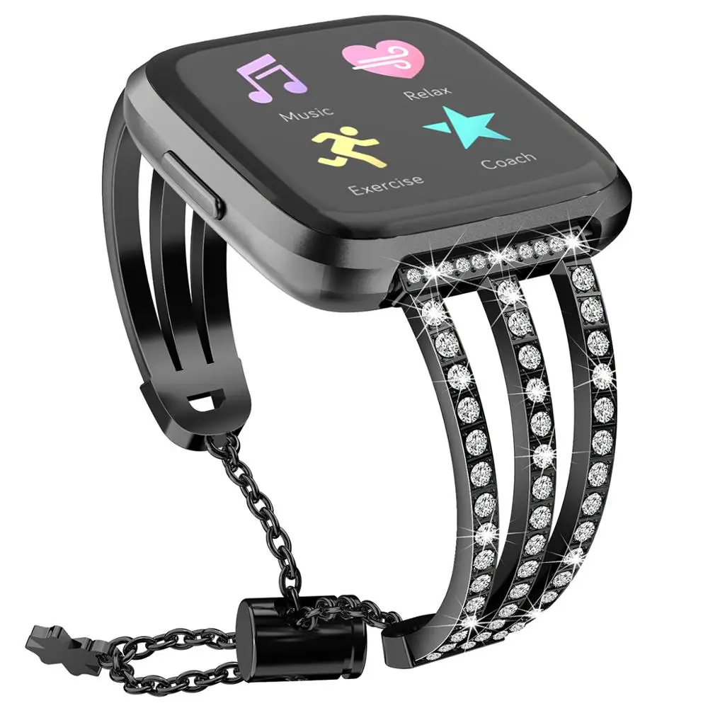 Ремешок для часов из нержавеющей стали с бриллиантами и ремешком для Fitbit Versa 2, сменный ремешок для fitbit versa Lite Correa