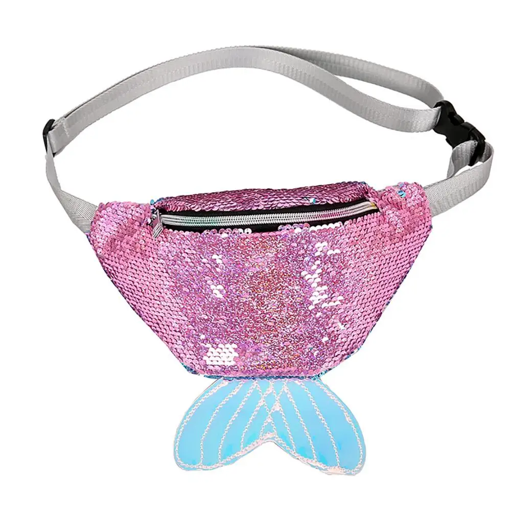 Русалка Блестки поясная сумка женская красочная модная поясная сумка для девочек сумка с нагрудным ремнем для девушек-подростков поясная сумка блестящая сумка для телефона - Цвет: Розовый