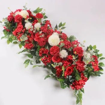 

1M DIY Custom Artificial Wedding Flower Wall Backdrop Arrangement Supplies Silk Rose Peony Fake Flowers Row Decoration for Arch