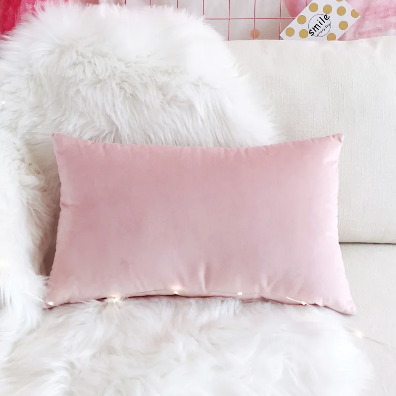 Light Pink Shaggy Heart Wool-like Plush Throw Pillowcase Cushion Cover 