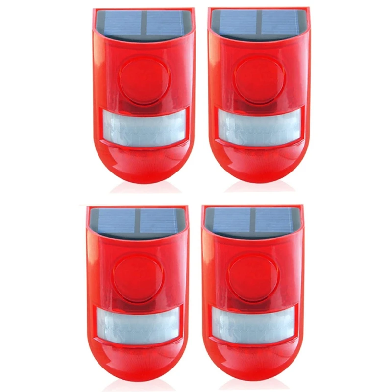 Sistema de alarma de casa, 4 Uds., lámpara Solar, 110DB, PIR, recargable, resistente al agua, LED, alarma de sonido con sistema de alarma de Alarma de Sensor de movimiento
