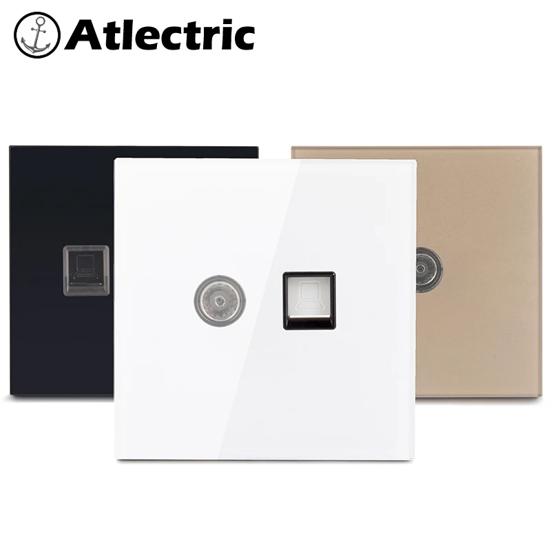 Atlectric Интернет/RJ11/RJ45/ТВ розетка ТВ и интернет Коаксиальная муфта закаленное