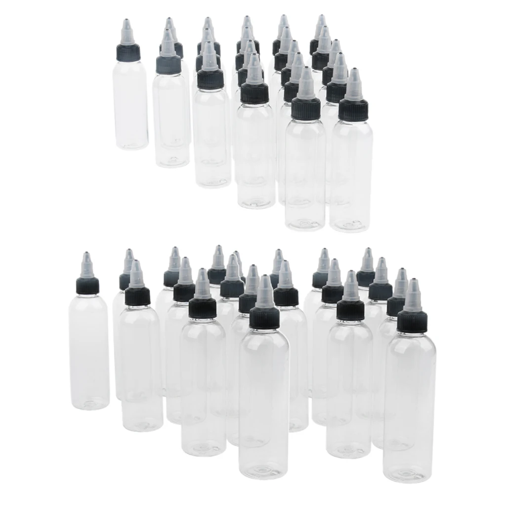 40pcs Empty Squeeze Bottles  Cap Nozzle Tip Bottles 120ml 60ml New