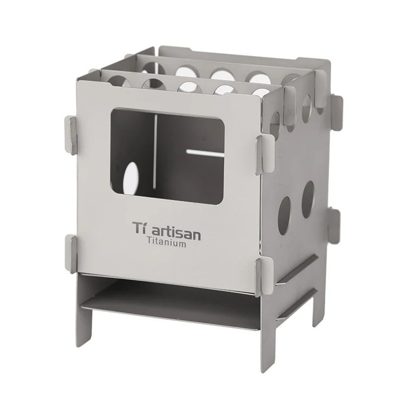 

Tiartisan Folding Wood Stove Alcohol Stove Portable Outdoor Picnic Cook BBQ Burners Titanium Camping Stove with Bag WS013T