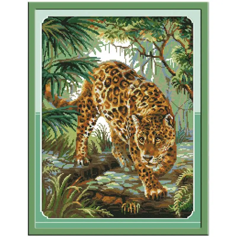 Набор для вышивки Джунгли комплект крестиком с леопардовыми животными 11CT 14CT