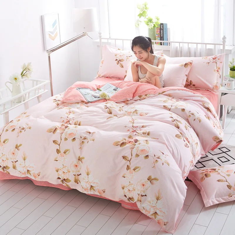 Lovely Panda Printed Polyester Bedding Sets Bed Cover Set Duvet Cover Flat Sheets with Pillowcases Bedcover Set for Child & Kid
