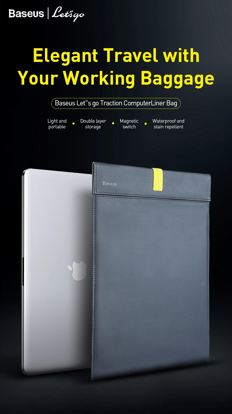 Чехол-сумка Baseus из искусственной кожи для Macbook Air Pro 13 14 15 дюймов, чехол для планшета, ноутбука, компьютера, чехол для iPad Air lenovo