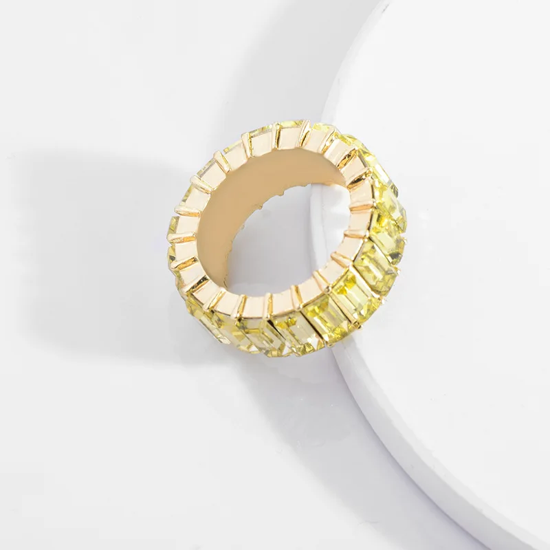 Дизайн Красочные Стразы геометрические кольца на костяшки для женщин Роскошные брендовые дамские драгоценные камни вечерние коктельное кольцо ювелирные изделия - Цвет основного камня: Orange