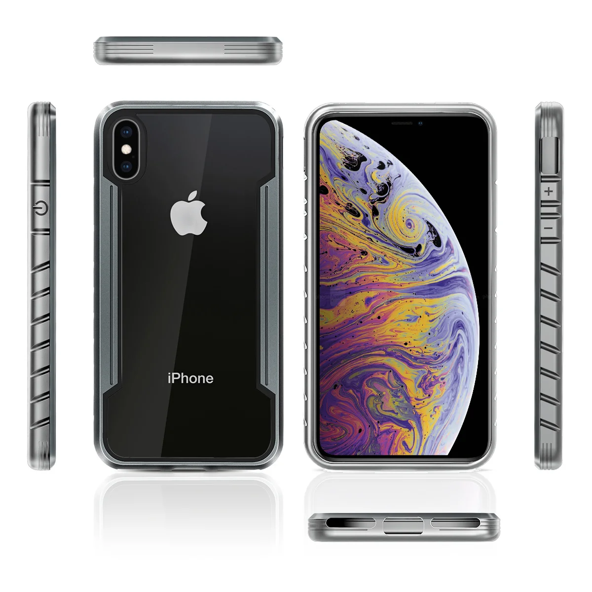 Серый Для iPhone XR X XS MAX чехол для телефона из закаленного стекла+ ТПУ+ алюминиевый защитный чехол для телефона против царапин чехол - Цвет: Серый